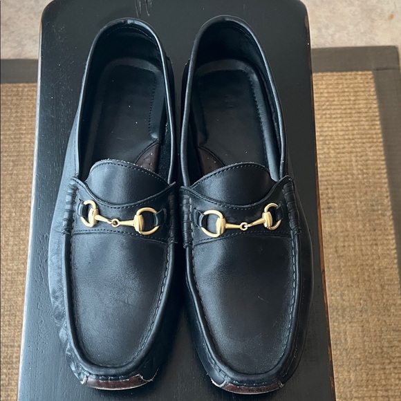 Gucci Shoes - Gucci Black Leather Women's Horsebit Loafers with Gold Hardware